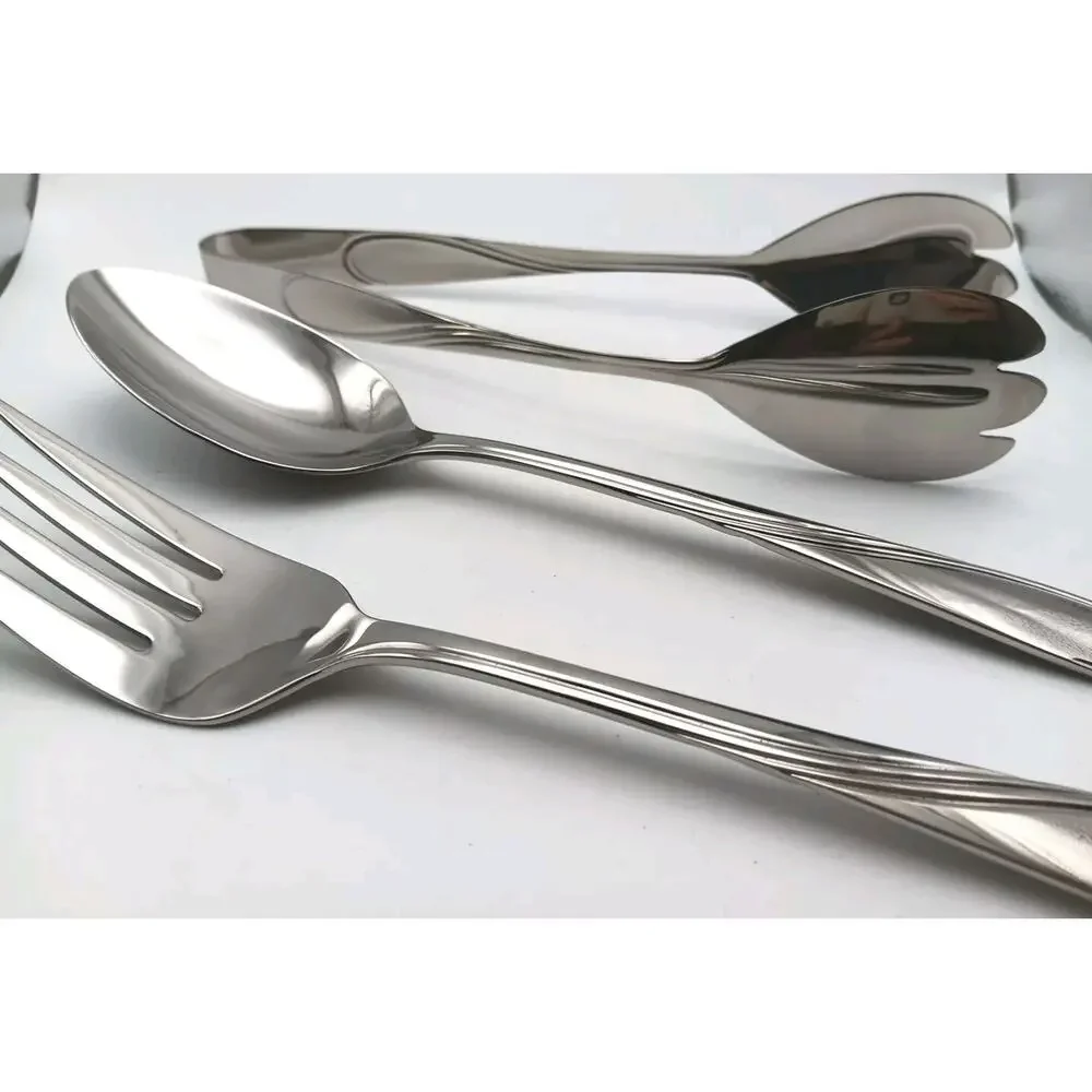 Lenox Summerville 3 Pc X Large Serving, Salad Tongs Set 18/10 Stainless Flatware